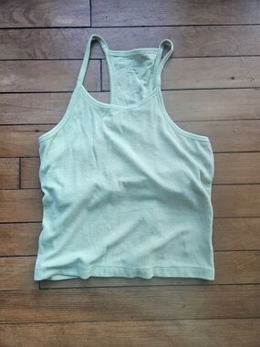 Spiritual Gangster Ribbed Cropped Tank -Lime Green-  Small Racerback
